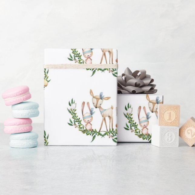 Cute watercolor deer wrapping paper (Baby Shower)