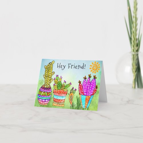 Cute Watercolor Desert Cacti Greeting Card
