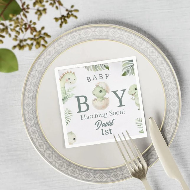 Cute Watercolor Dinosaur 1st Birthday & Baby  Napkins (Creator Uploaded)