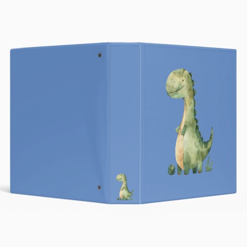 Cute Watercolor Dinosaur 3 Ring Binder