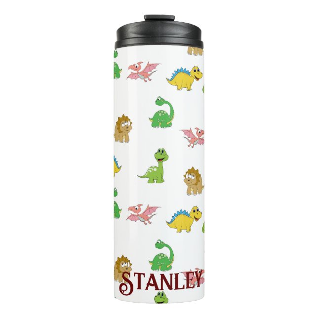 Cute Watercolor Dinosaur Animal Pattern Thermal Tumbler (Front)
