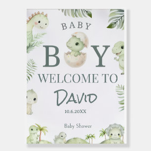 Cute Watercolor Dinosaur Baby Boy Shower Welcome Foam Board