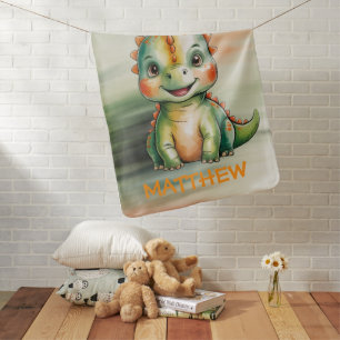 Cute Watercolor Dinosaur Baby Shower Blanket