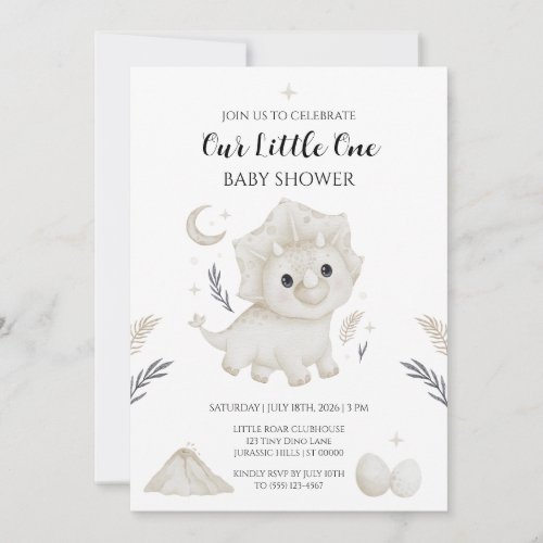 Cute Watercolor Dinosaur Baby Shower Invitation