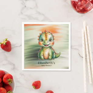 Cute Watercolor Dinosaur Baby Shower Napkins