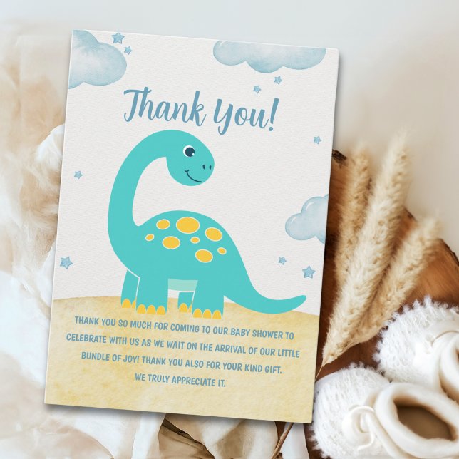 Cute Watercolor Dinosaur Baby shower Thank You Card (Creator Uploaded)