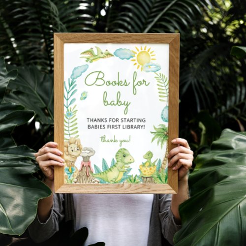 Cute Watercolor Dinosaur Books for Baby Poster