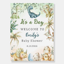 Cute Watercolor Dinosaur Greenery Boy welcome