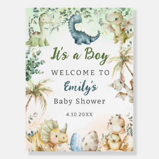 Cute Watercolor Dinosaur Greenery Boy welcome  Foam Board