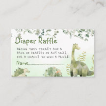 Cute Watercolor Dinosaur Greenery diaper raffle