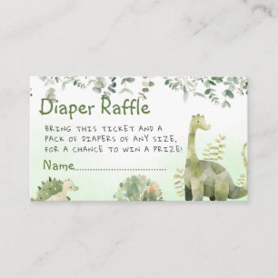 Cute Watercolor Dinosaur Greenery diaper raffle Enclosure Card