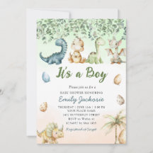 Cute watercolor Dinosaur 'It's a Boy' Baby Shower