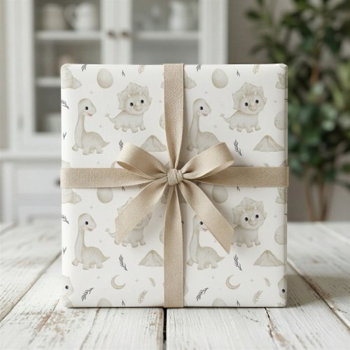 Cute Watercolor Dinosaur Pattern Wrapping Paper