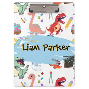Cute Watercolor Dinosaur Personalized Kids Clipboard