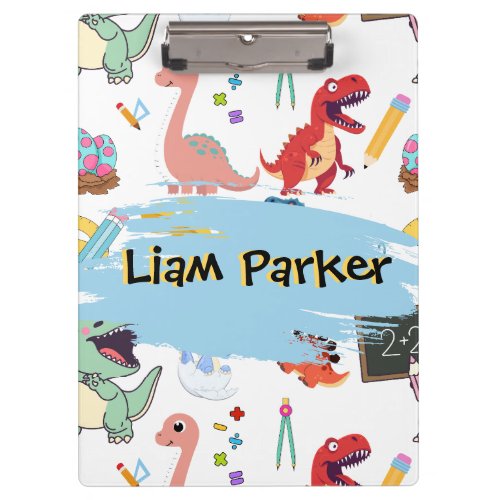 Cute Watercolor Dinosaur Personalized Kids Clipboard