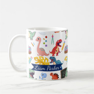Cute Watercolor Dinosaur Personalized Kids Coffee Mug