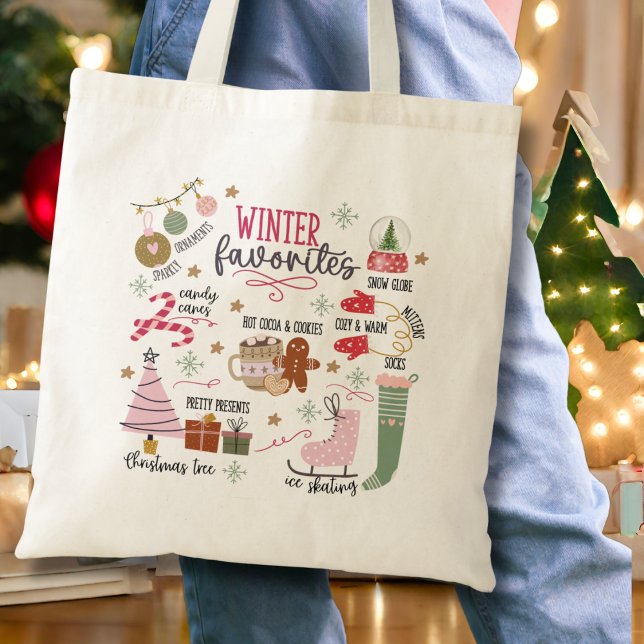 Cute Watercolor Doddle Cozy Winter Favorites  Tote Bag (Creator Uploaded)