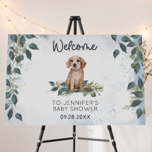 Cute Watercolor Dog Baby Shower Welcome Foam Board