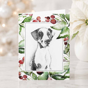Cute Watercolor Dog Christmas Card