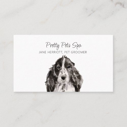 Cute Watercolor Dog Face Pet Groomer Dog Spa Business Card