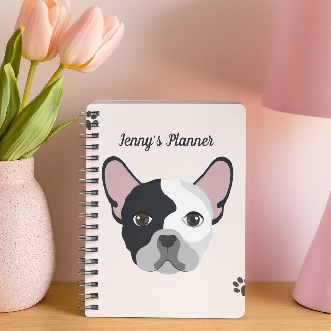 Cute Watercolor Dog Face Pink & Gray 2024 Personal Planner (Creator Uploaded)