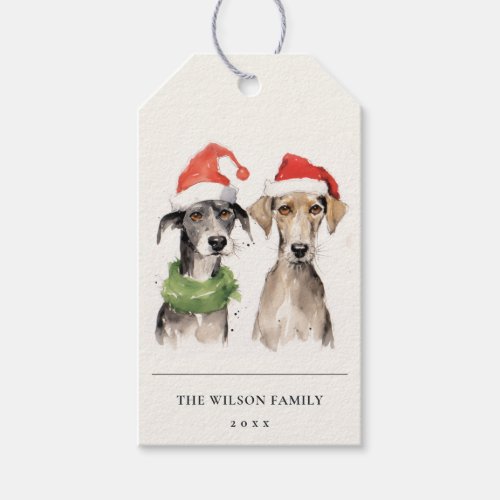 Cute Watercolor Dog Furry and Bright Christmas Gift Tags