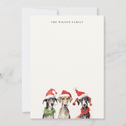 Cute Watercolor Dog Furry and Bright Christmas Note Card
