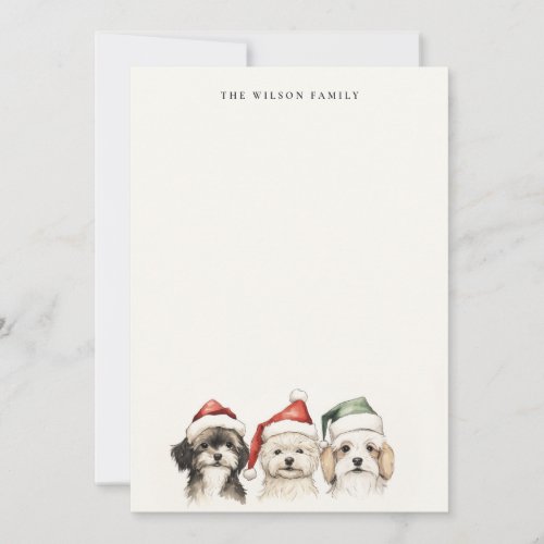 Cute Watercolor Dog Furry and Bright Christmas Note Card