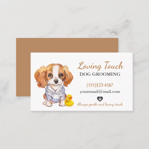 Cute Watercolor Dog Grooming Service Business Card