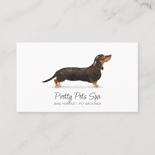 Cute Watercolor Dog Pet Groomer Dog Spa Business Card