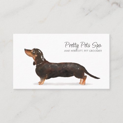 Cute Watercolor Dog Pet Groomer Dog Spa Business Card