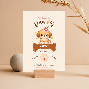 Cute Watercolor Dog Puppy Pet Pawty Birthday Party Invitation