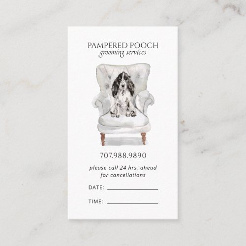cute Watercolor Dog Spa Groomer Appointment Card