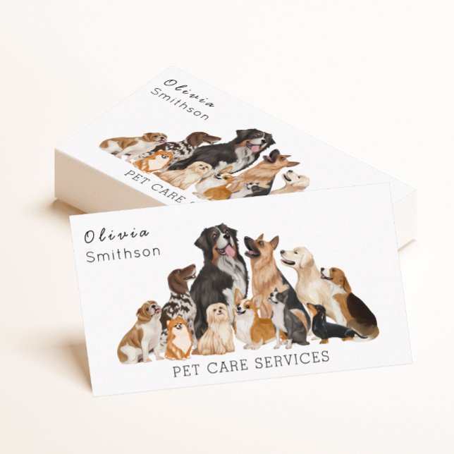 Cute watercolor dog walker boarding business card (Creator Uploaded)