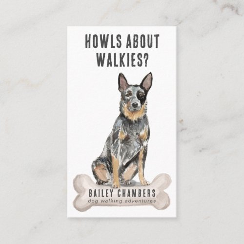 Cute Watercolor Dog Walker  Business Card