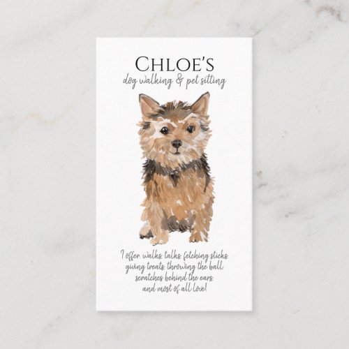 Cute Watercolor Dog Walker Pet Sitter  Business Card