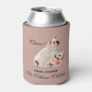 Cute Watercolor Dog Wedding Can Cooler