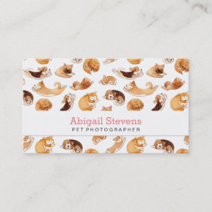 Cute Watercolor Dogs Illustrated Pattern Business Card