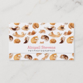 Cute Watercolor Dogs Illustrated Pattern Business Card by funkypatterns at Zazzle