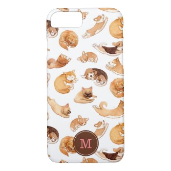 Cute Watercolor Dogs Illustrated Pattern Iphone 8/7 Case by funkypatterns at Zazzle