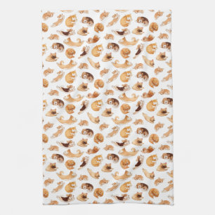 Cute Watercolor Dogs Illustrated Pattern Kitchen Towel