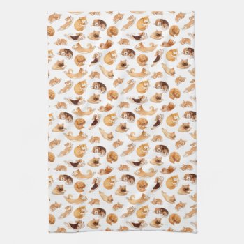 Cute Watercolor Dogs Illustrated Pattern Kitchen Towel by funkypatterns at Zazzle