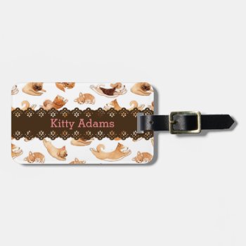Cute Watercolor Dogs Illustrated Pattern Luggage Tag by funkypatterns at Zazzle