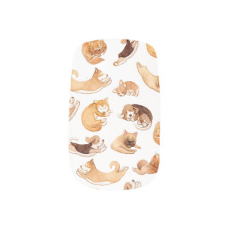 Cute Watercolor Dogs Illustrated Pattern Minx Nail Wraps