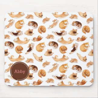 Cute Watercolor Dogs Illustrated Pattern Mouse Pad