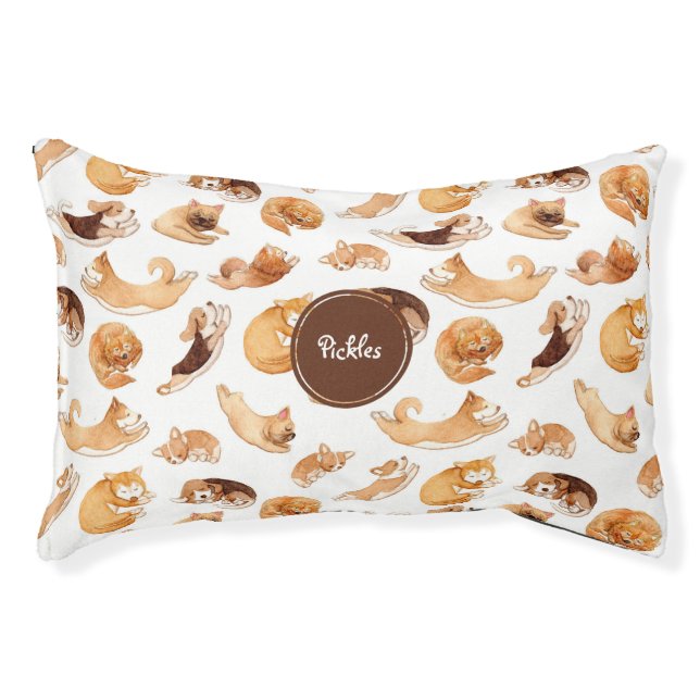 Cute Watercolor Dogs Illustrated Pattern Pet Bed (Front)