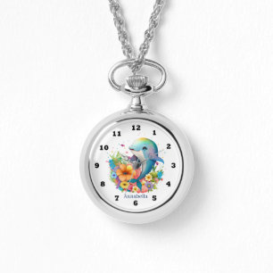 cute watercolor dolphin lovers add name  watch