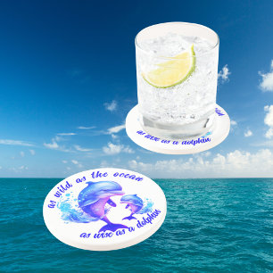 Cute Watercolor Dolphins Quote Coaster