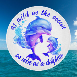 Cute Watercolor Dolphins Quote Cutting Board