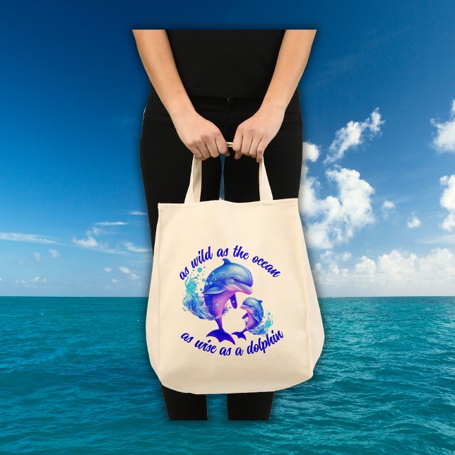 Cute Watercolor Dolphins Quote | Tote Bag (Creator Uploaded)